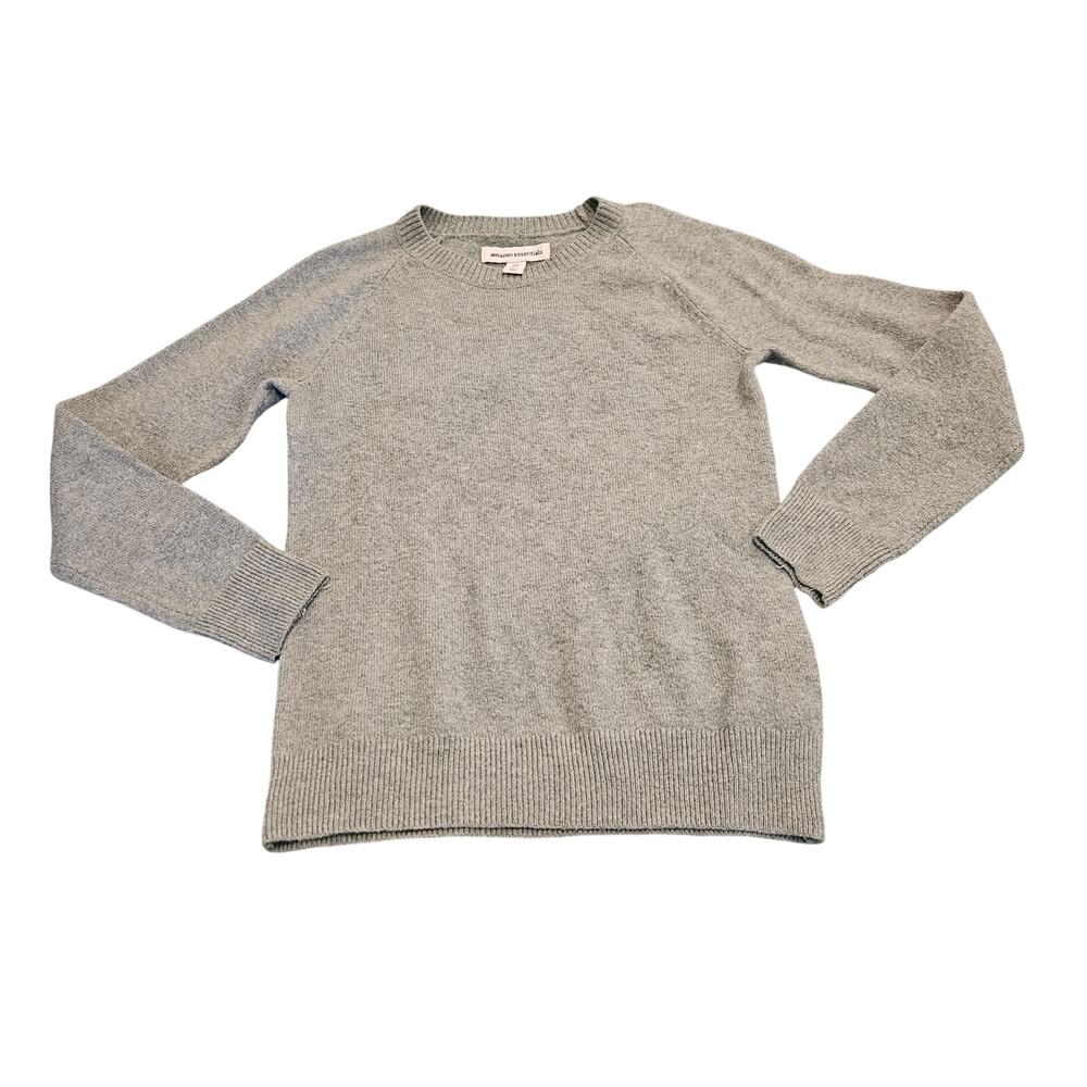 Amazon Essentials Women's Medium Heather Gray Crew Neck Knit Sweater